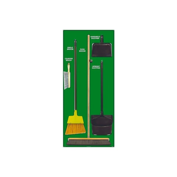Nmc National Marker Janitorial Shadow Board Combo Kit, Green on White, Pro Series Acrylic - SBK104FG - main